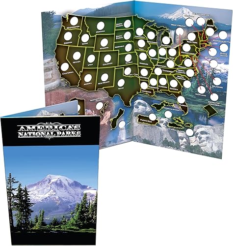 Mapa plegable en cuaderno de colección con los parques nacionales