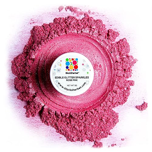 Blacksherbet Purpurina comestible rosa para bebidas de 0.18oz Certificado KOSHER Bebe purpurina y polvo para pasteles, fresas, magdalenas,