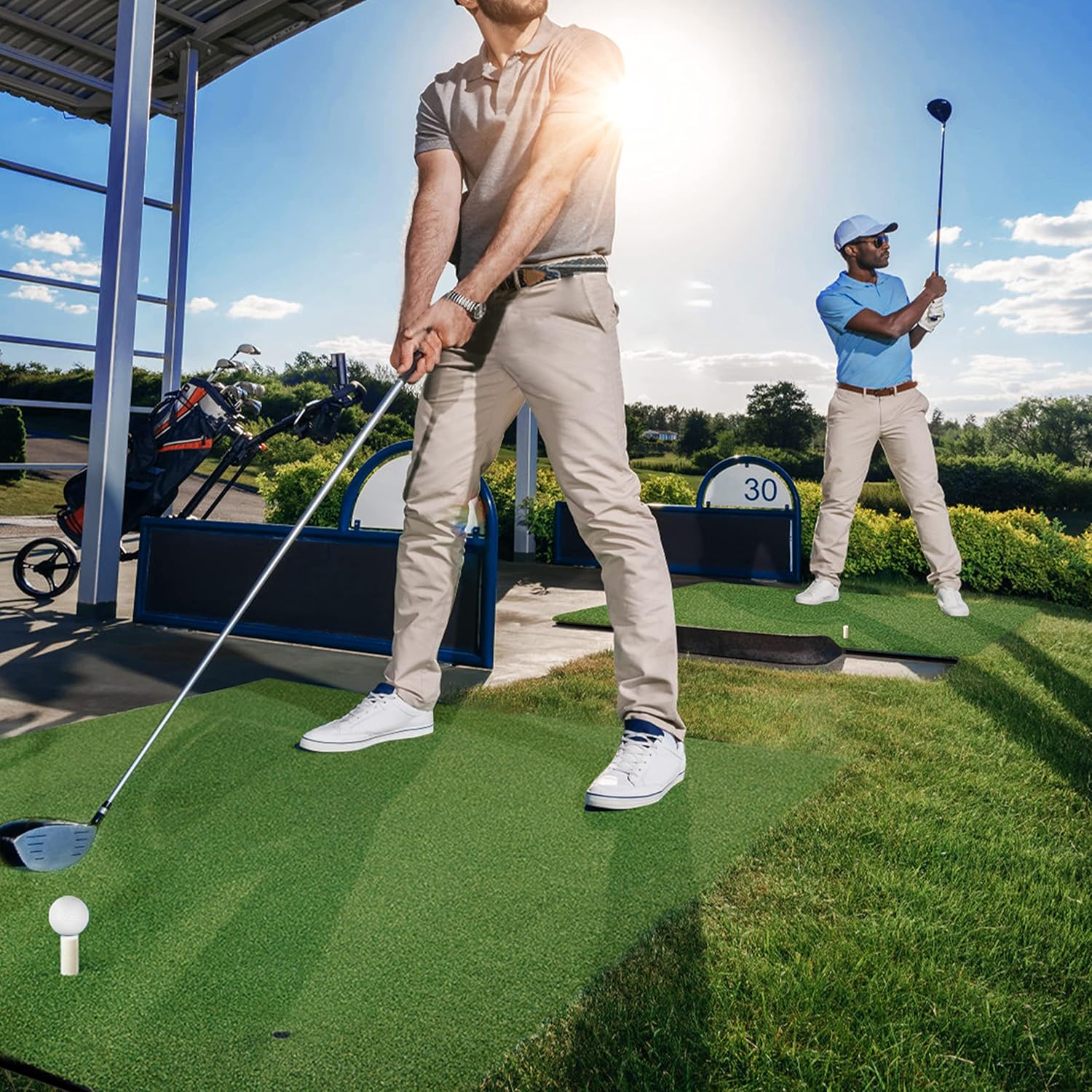 Gavistory 3' x 5' Premium Golf Hitting Mats |Synthetic Turf with Rubber Golf Practice Mats | Come with 2 Alignment Sticks and 4 Rubber Tees Practice : Sports & Outdoors