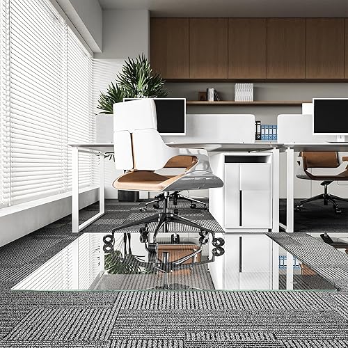 Miniatura 8 de Tapete para silla para alfombra, tapete de vidrio templado mejorado de 36 x 55 pulgadas para silla de oficina, protector de tapete con bordes