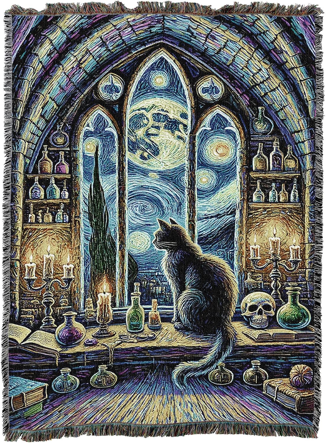 Pure Country Weavers Vahn Gogh the Wizard - Fantasy Gift Tapestry Throw Blanket Woven from Cotton - Made in The USA (72x54)