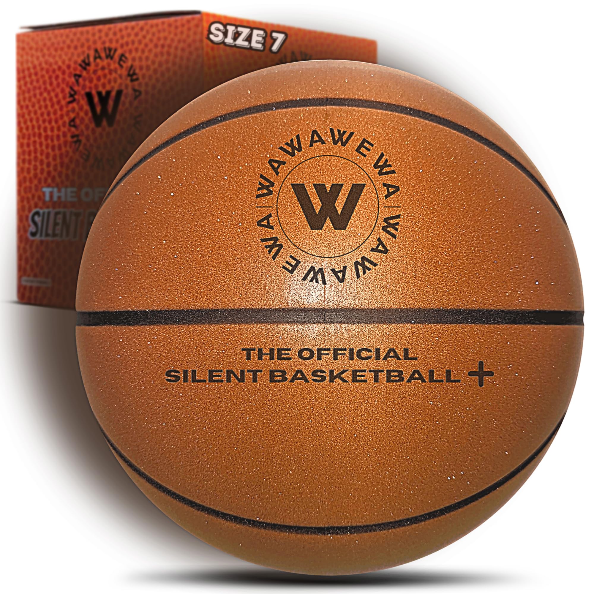 WAWAWEWA The Official Silent Basketball+ | Size 7 (29.5") ; Grooved Airless Foam Basketball for Quiet Dribbling and Indoor Training