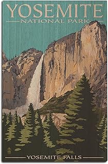 Yosemite National Park, California, Yosemite Falls Birch Wood Wall Sign (12x18 Rustic Home Decor, Ready to Hang Art)