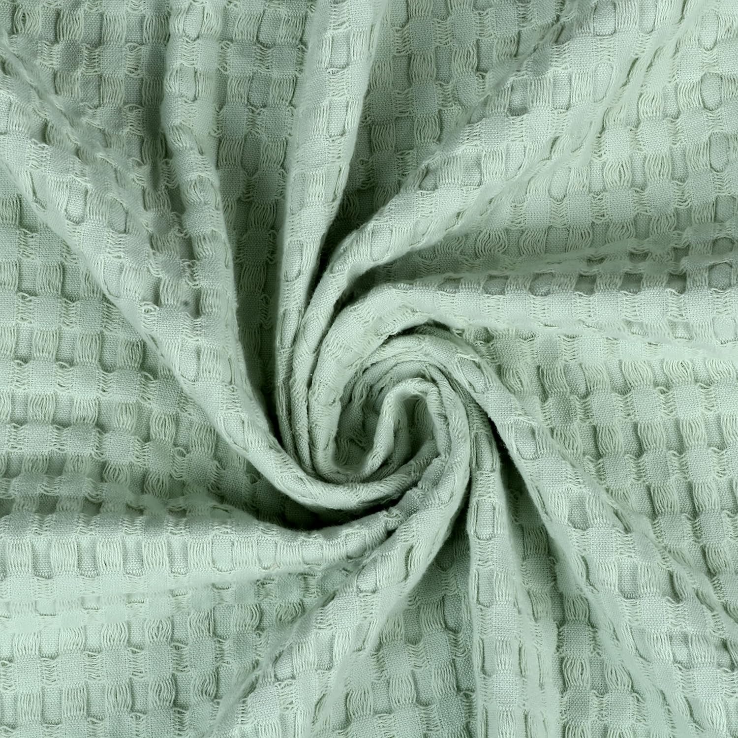Premium 100% Cotton Throw Blanket Twin Size Sage Green Lightweight Breathable Waffle Weave Blankets for All Seasons Perfect for Layering Twin Bed Couch or Sofa (90 x 60 Inches)