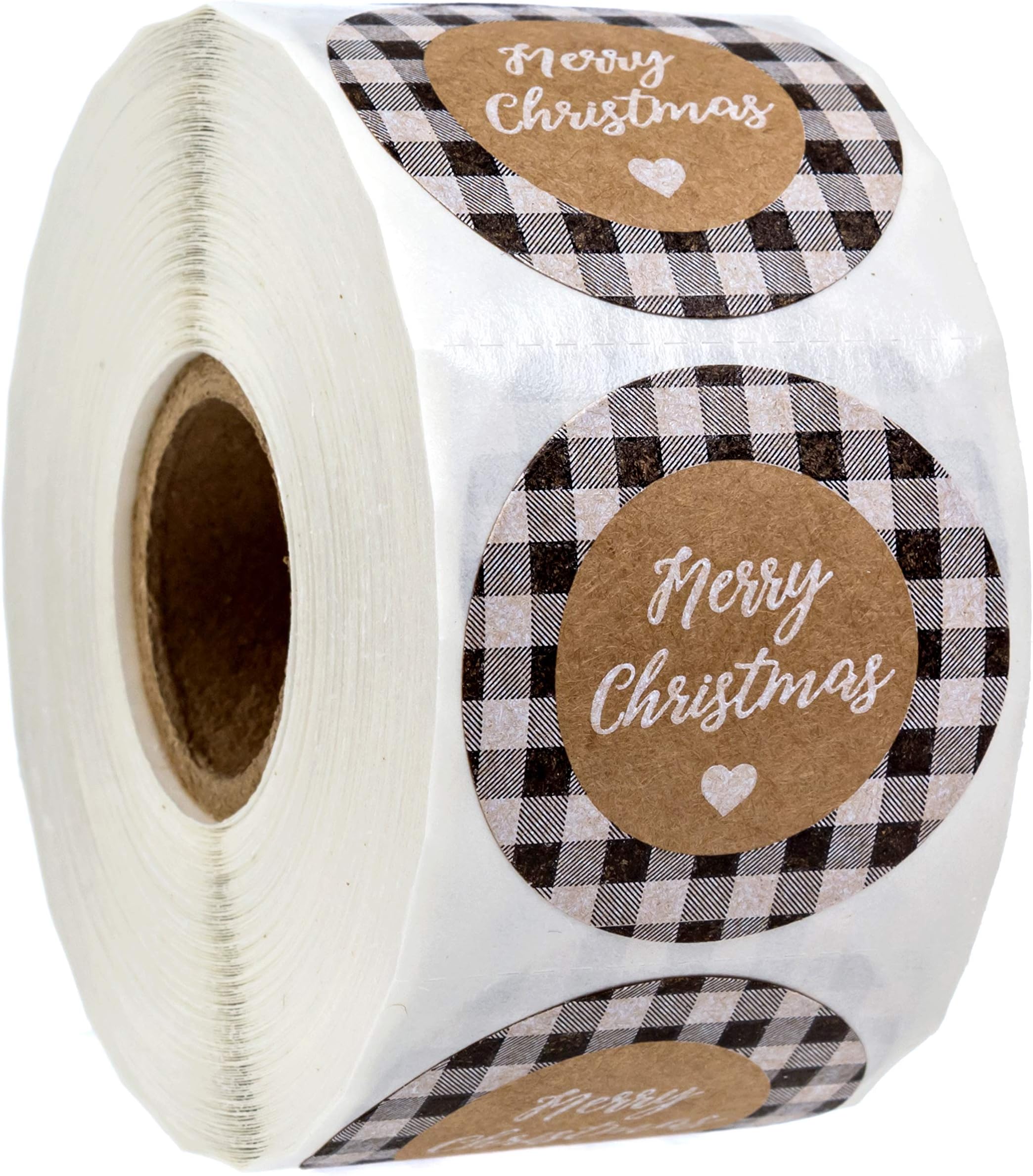 Black and White Buffalo Plaid Merry Christmas Stickers / 500 Christmas Tags / 1.5" Present Stickers/Holiday Envelope Seals