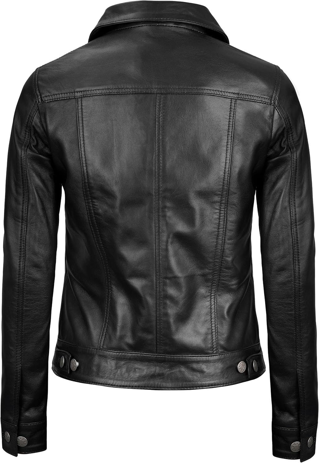 Blingsoul Real Lambskin Leather Jacket for Women, Shirt Collar Leather Jacket Womens - Image 5