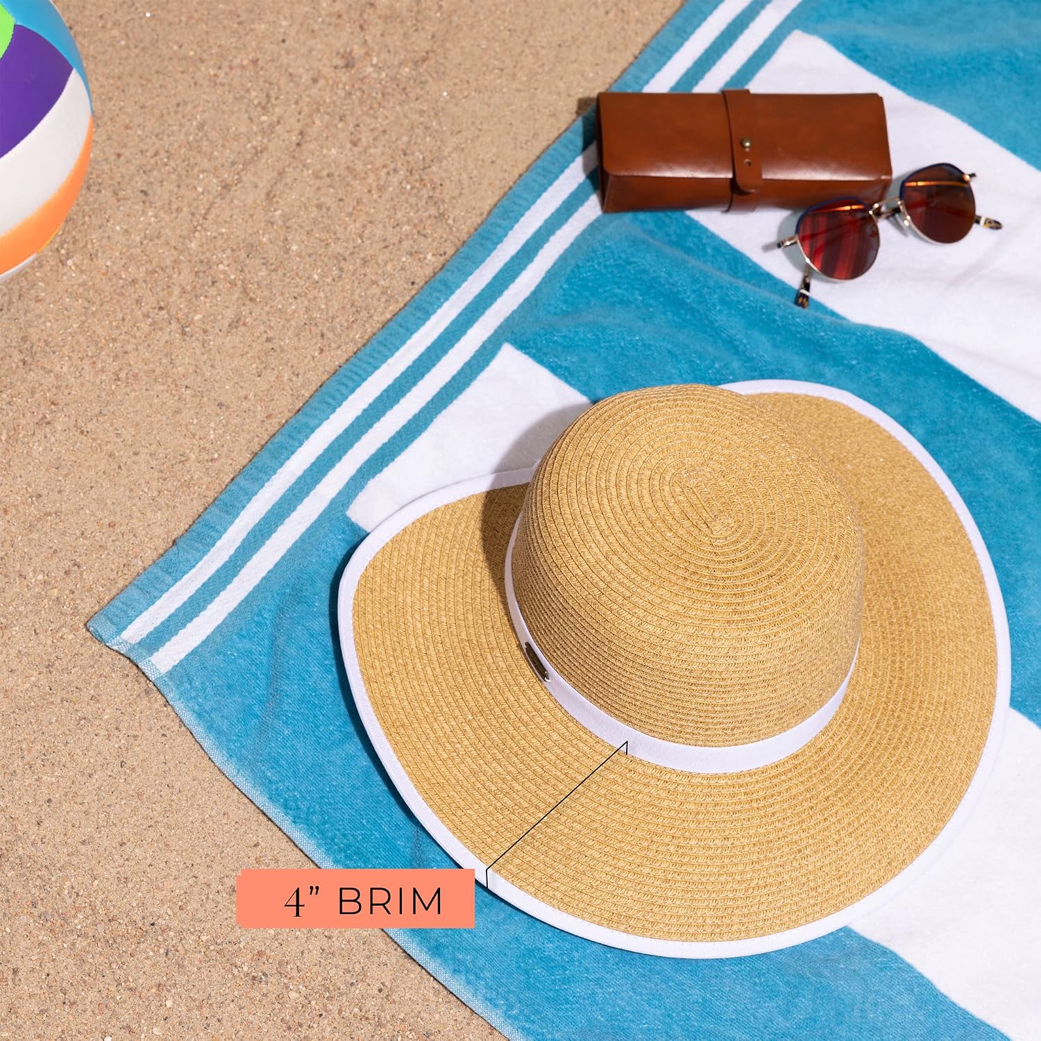 Sun 'N' Sand French Laundry Straw Sun Hats for Women - Backless, Foldable, and Packable Hat - Beach Hat for Women - 4" Brim