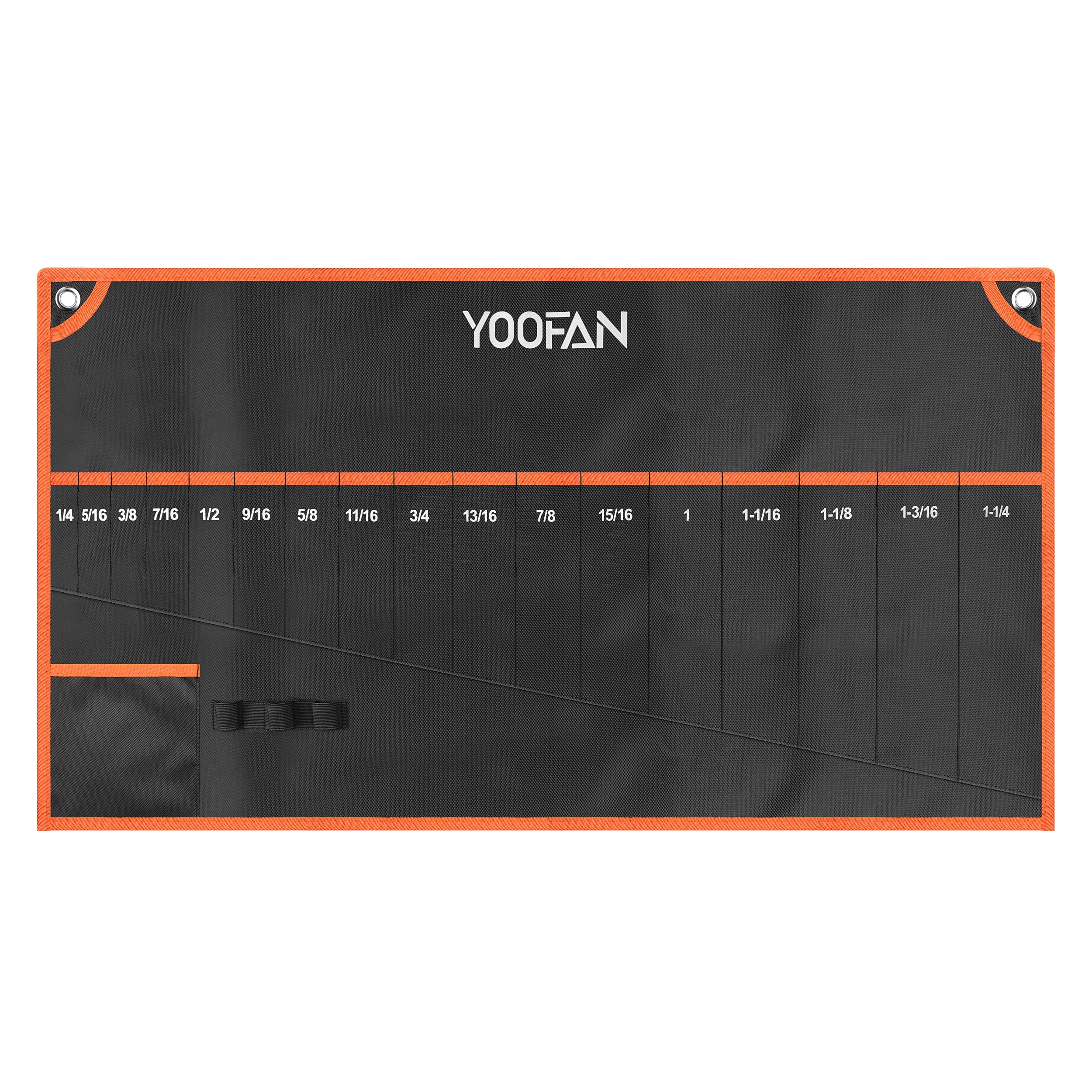 YOOFAN Wrench Roll Up Pouch – Wrench Organizer Bag with Handle, Wrench Holder for Hanging (17+1 SAE)