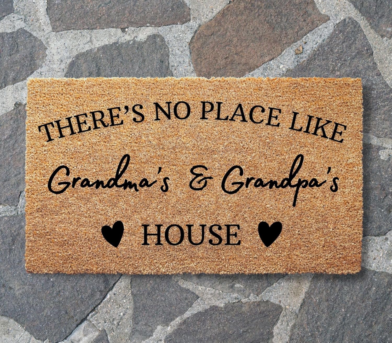 There’s No Place Like Grandma & Grandpa’s House Doormat - Personalized Grandparents Day Gift Gift for Nana, Papa Custom Door Mat Entryway Mat for Family