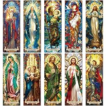 Wxiben 20 Pcs Stained Glass Catholic Transparent Bookmarks PVC Book Mark