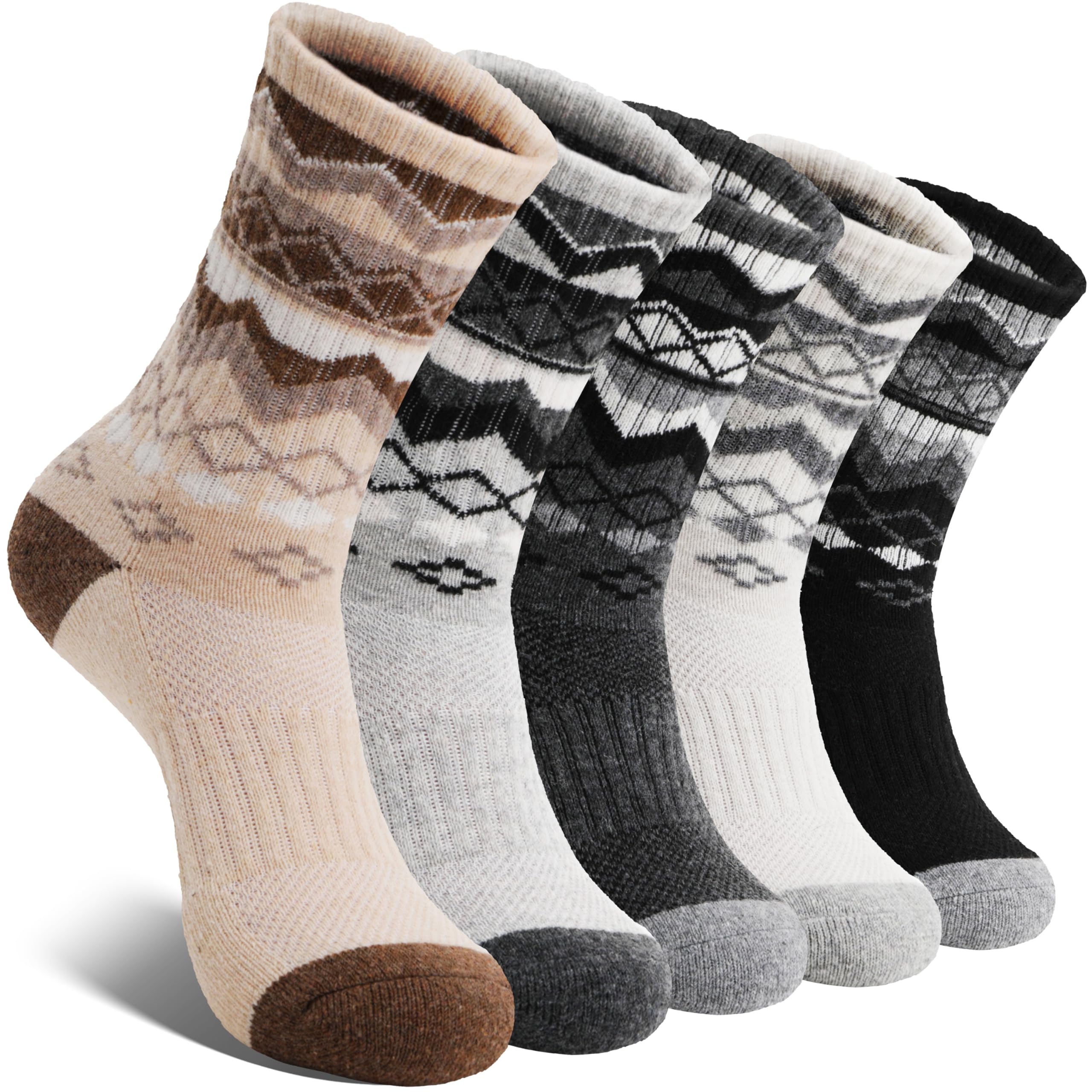 EBMORE Women's Merino Wool Hiking Socks 5 Pairs