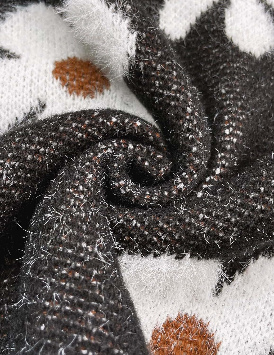 Womens Oversized Cute Flower Sweater Winter 2025 Trendy Ladies Dressy Fuzzy Knit Crew Neck Long Sleeve Pullover Top - Image 7