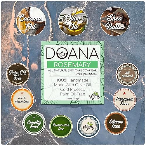 Miniatura 2 de Barra de jabón de romero - Ahora con manteca de karité - Vegano, aceite de oliva y aceite de coco, sin aceite de palma, potente limpiador,