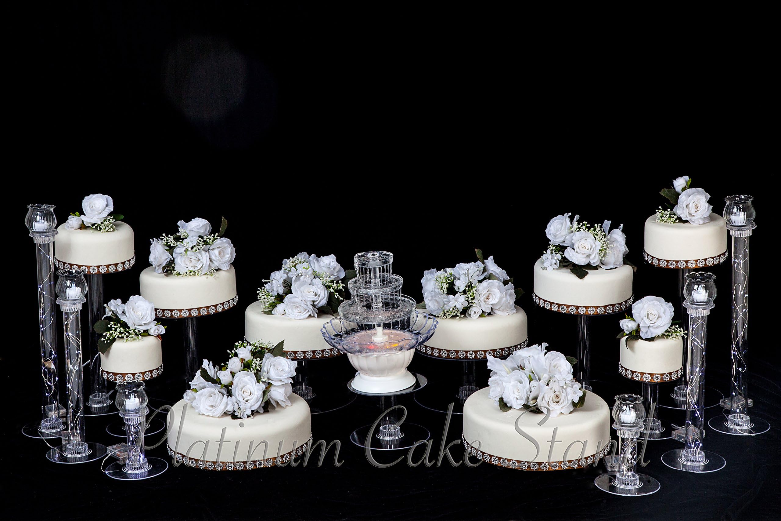 10 Tier Cascade Wedding Cake Stand with Fountain and 6 votive set (STYLE R805))
