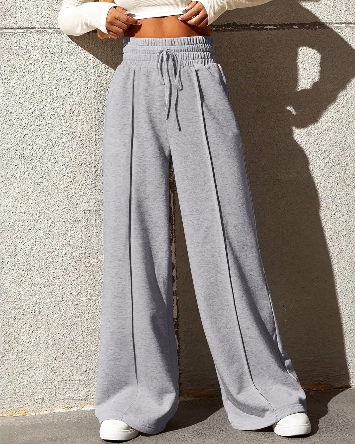 BTFBM Womens Wide Leg Sweatpants Casual Loose Solid Color Pants Comfy Lounge Joggers Baggy Sweatpants Pockets - Image 6