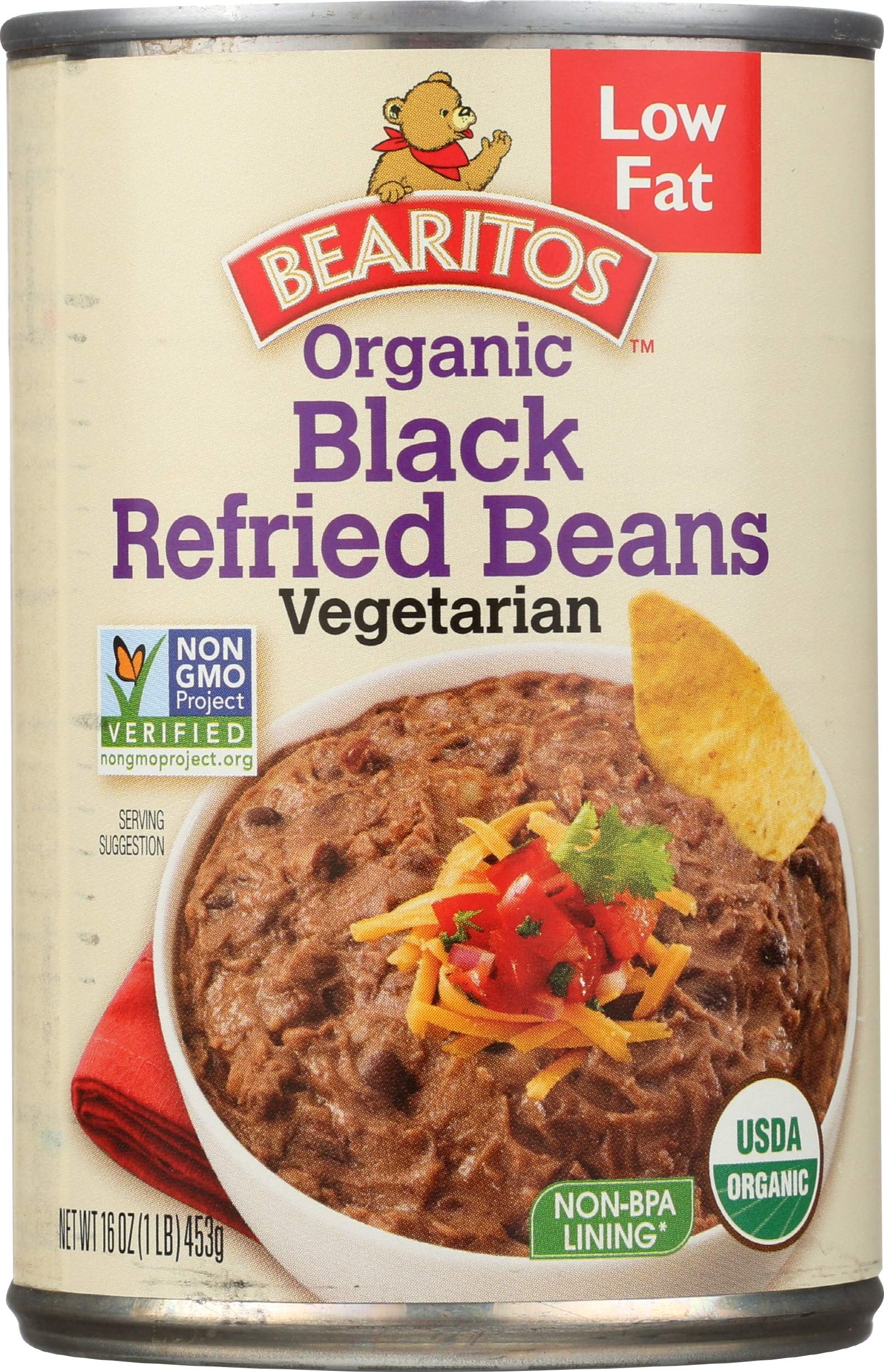 Bearitos, Refried Beans, Black Bean, Organic, Vegetarian, 16 oz