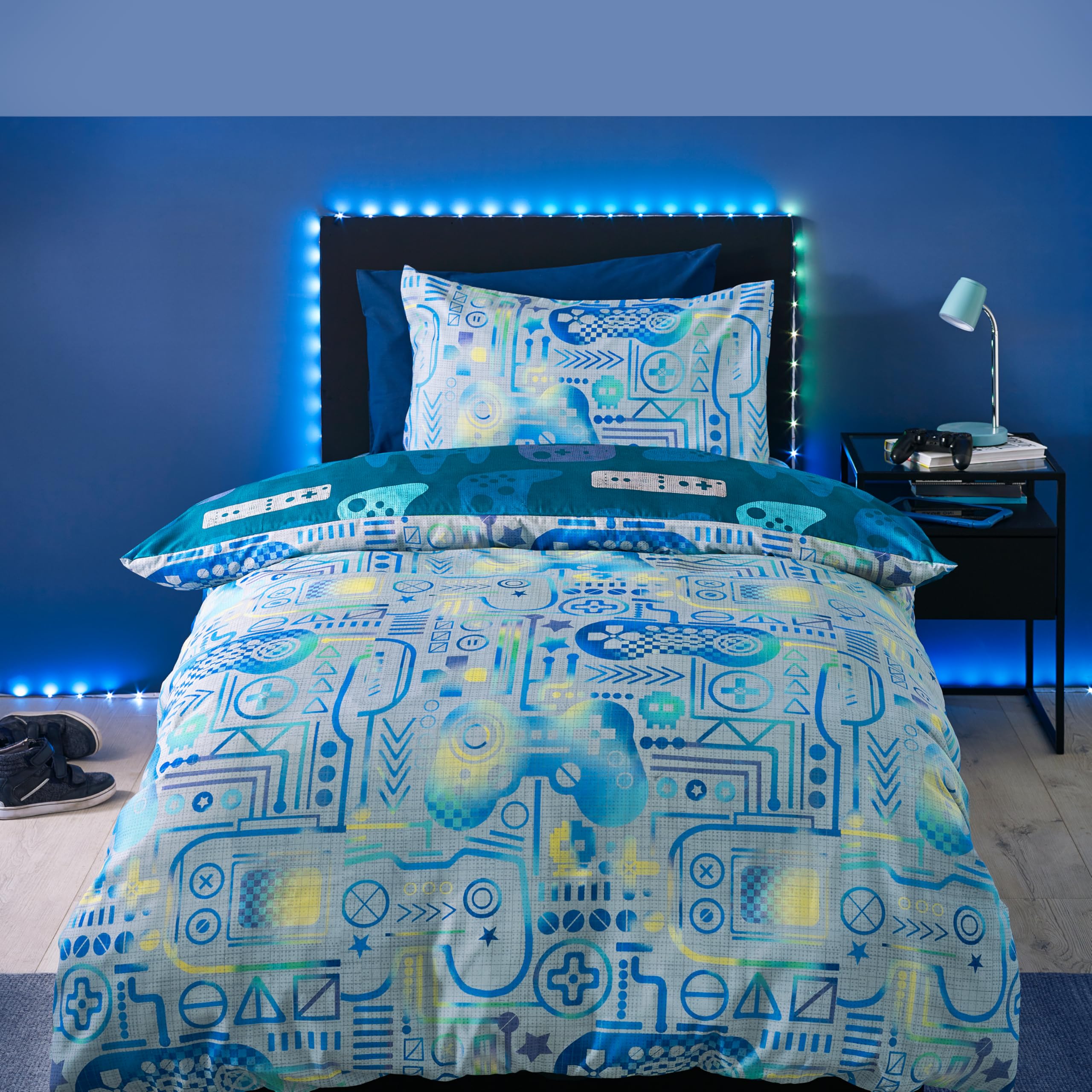 Catherine Lansfield Kids Gamer So Soft Duvet Cover and Pillowcase Set, Single, Grey