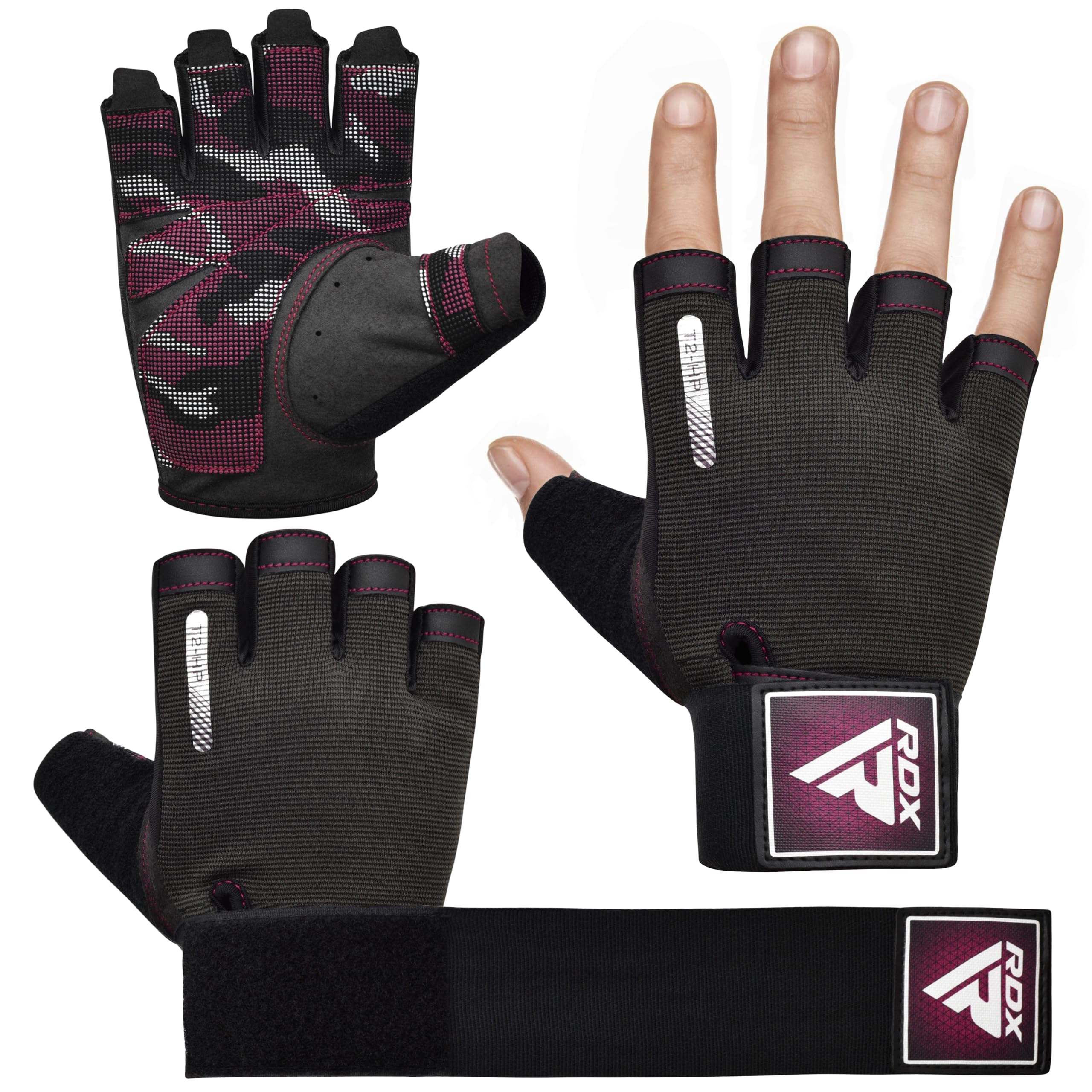 RDX Gym Training Gloves T2 – Halbfinger, Pink, Größe L