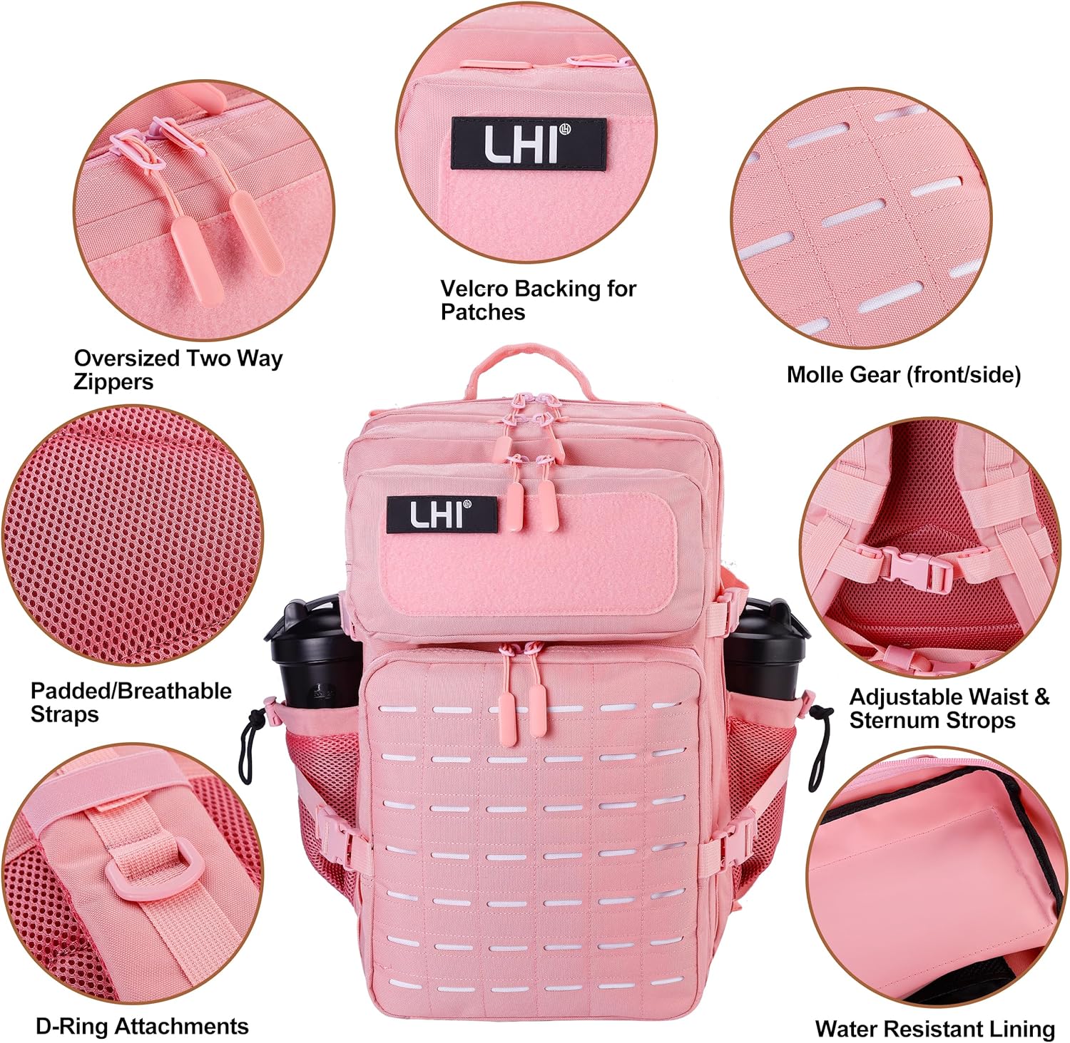 LHI Tactical Military Backpack for Men 25L/45L Large Molle Army Assault Pack 3 Day Hiking Rucksack With Bottle Holder - Image 5