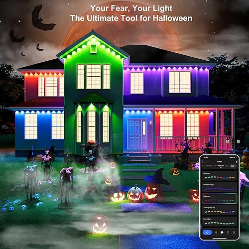 Miniatura 3 de Luces permanentes para exteriores para casa, escena de bricolaje para Halloween, decoración de Navidad, luces de Navidad permanentes de 150 pies