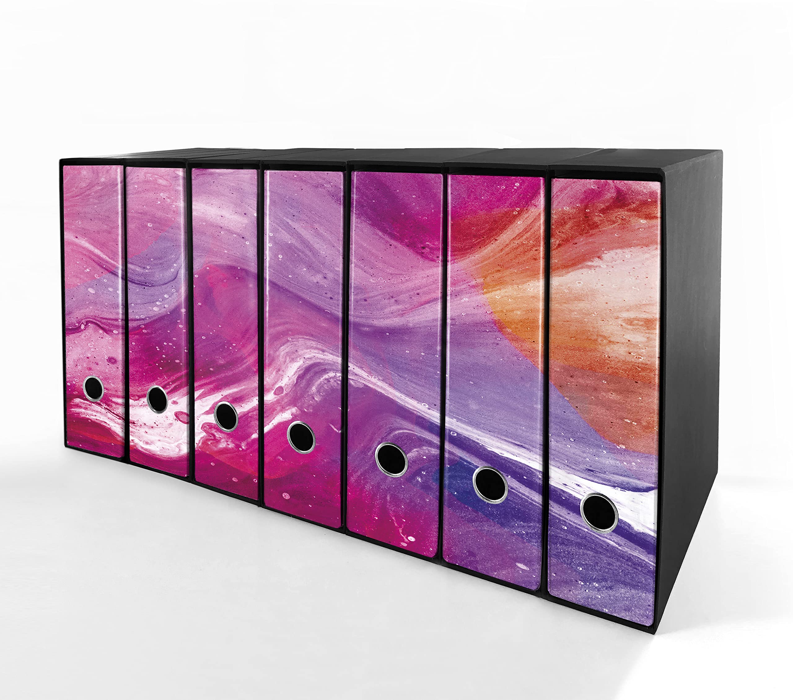 Set da 7 raccoglitori ad anelli RESINA ROSA - Faldoni SHAREPRINTING (H31 con 4 anelli)