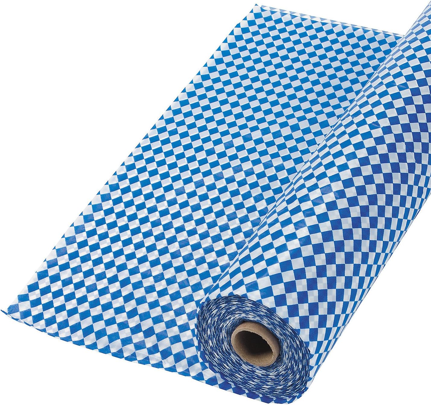 Fun Express Blue and White Argyle Tablecloth Cover Roll (100 feet) Oktoberfest and Party Supplies