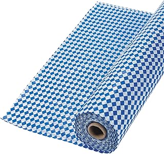 Fun Express Blue and White Argyle Tablecloth Cover Roll (100 feet) Oktoberfest and Party Supplies