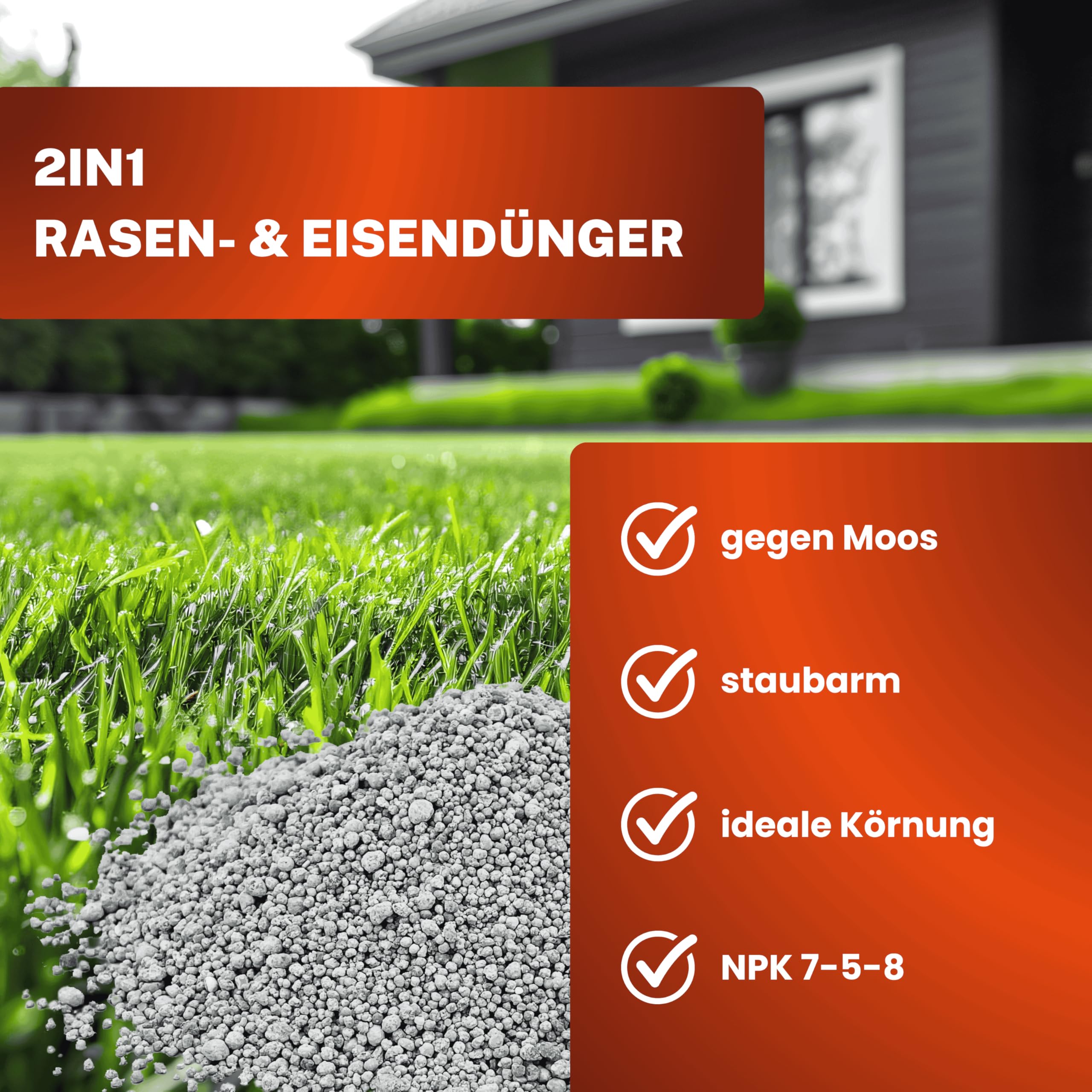 Greenyp Anti Moos Rasendünger I 2in1 Rasen- & Eisendünger 30kg für 600m² | Für Rasenflächen mit Moos | Rasendünger + Eisensulfat granuliert, streuwagengeeignet und staubarm für Frühjahr bis Spätsommer