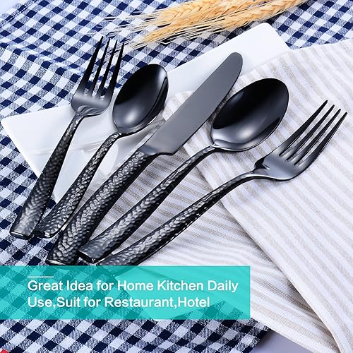 Miniatura 4 de Flatasy Juego de cubiertos de acero inoxidable, 20 piezas, regalo de inauguración de la casa, vacaciones, eventos, fiestas, uso para 4