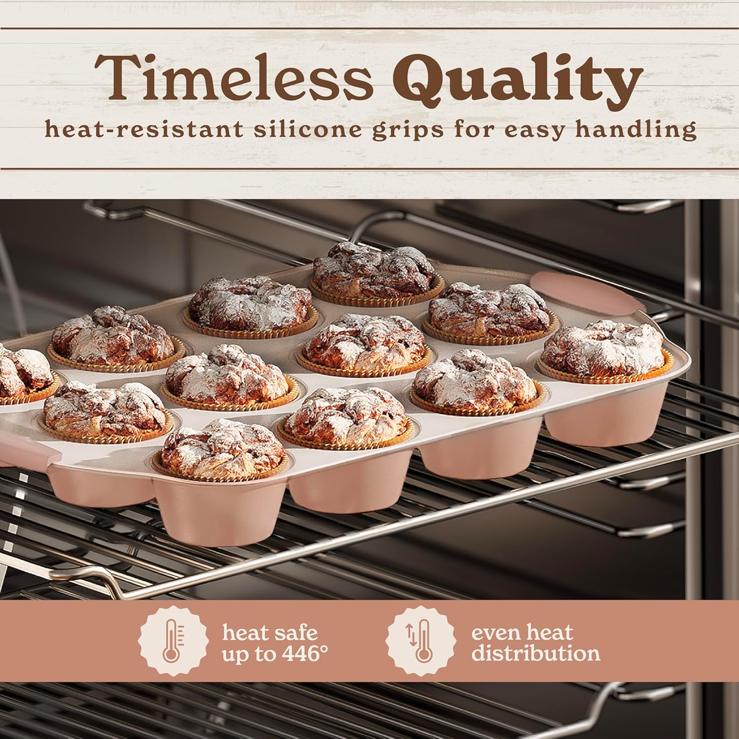 Country Kitchen Nonstick Stackable Bakeware Set - Durable, Easy Release Baking Set- 22 Pc. Includes Silicone Muffin Cups