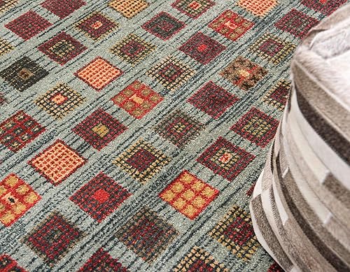 Miniatura 5 de Unique Loom Fars Collection - Alfombra rectangular de diseño moderno inspirado en tribales botánicos, 9 pies x 12 pies, color azul claroazul marino