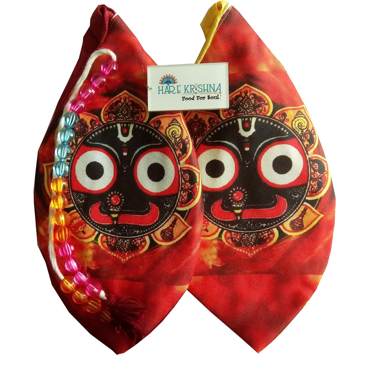 Hare Krishna Food For Soul Jagannath ji Printed jap mala Bag with sakshi mala &