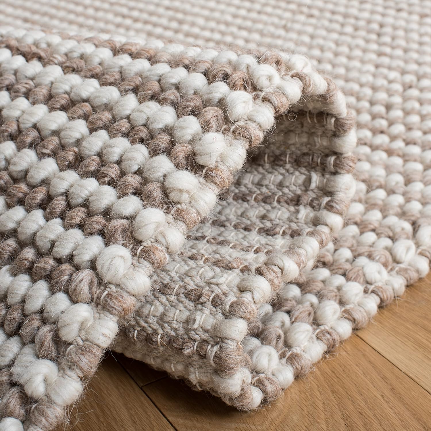 Ivory Handwoven Wool 3' x 5' Area Rug