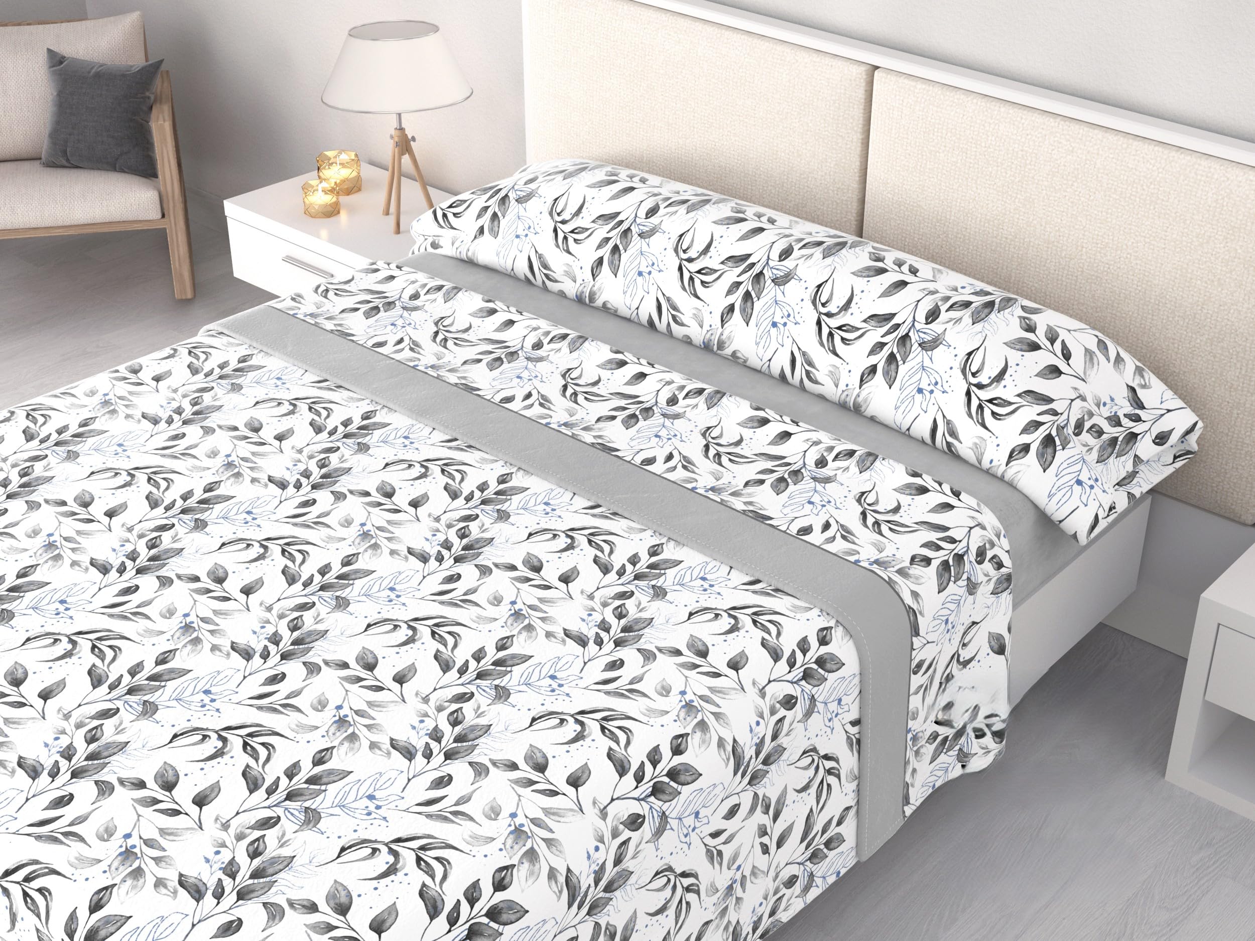Juego de Sábanas Invierno Polar Pirineo 120 g/m² Perchado Doble Cara – Finas pero Cálidas – 3 Piezas con Bajera Ajustable Perimetral – Camas 90, 105, 135 y 150 cm (Cilene Gris, Cama 135cm)