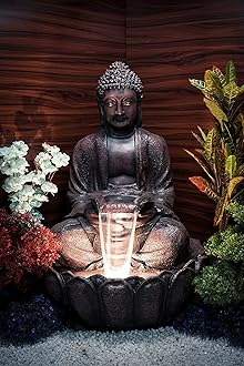 - EXPLEASIA Lotus Buddha Water Fountain, Indoor & Garden Size, 3 Feet Brown