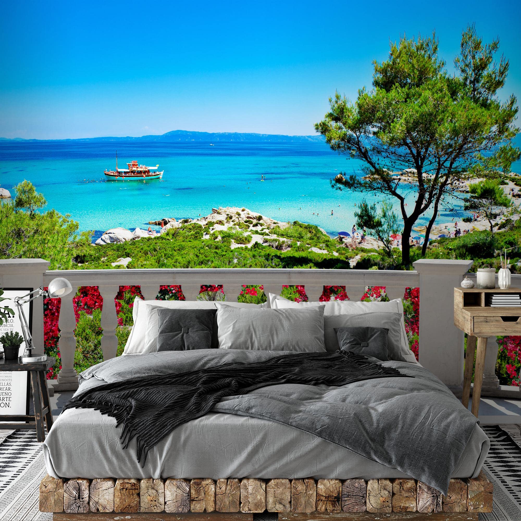 Runa Art Carta da parati fotografica Mar dei Caraibi 352 x 250 cm Vello Sfondo Murale XXL Moderne Decorazione Soggiorno Camera De Letto Sala Ufficio blu verde 9029011c