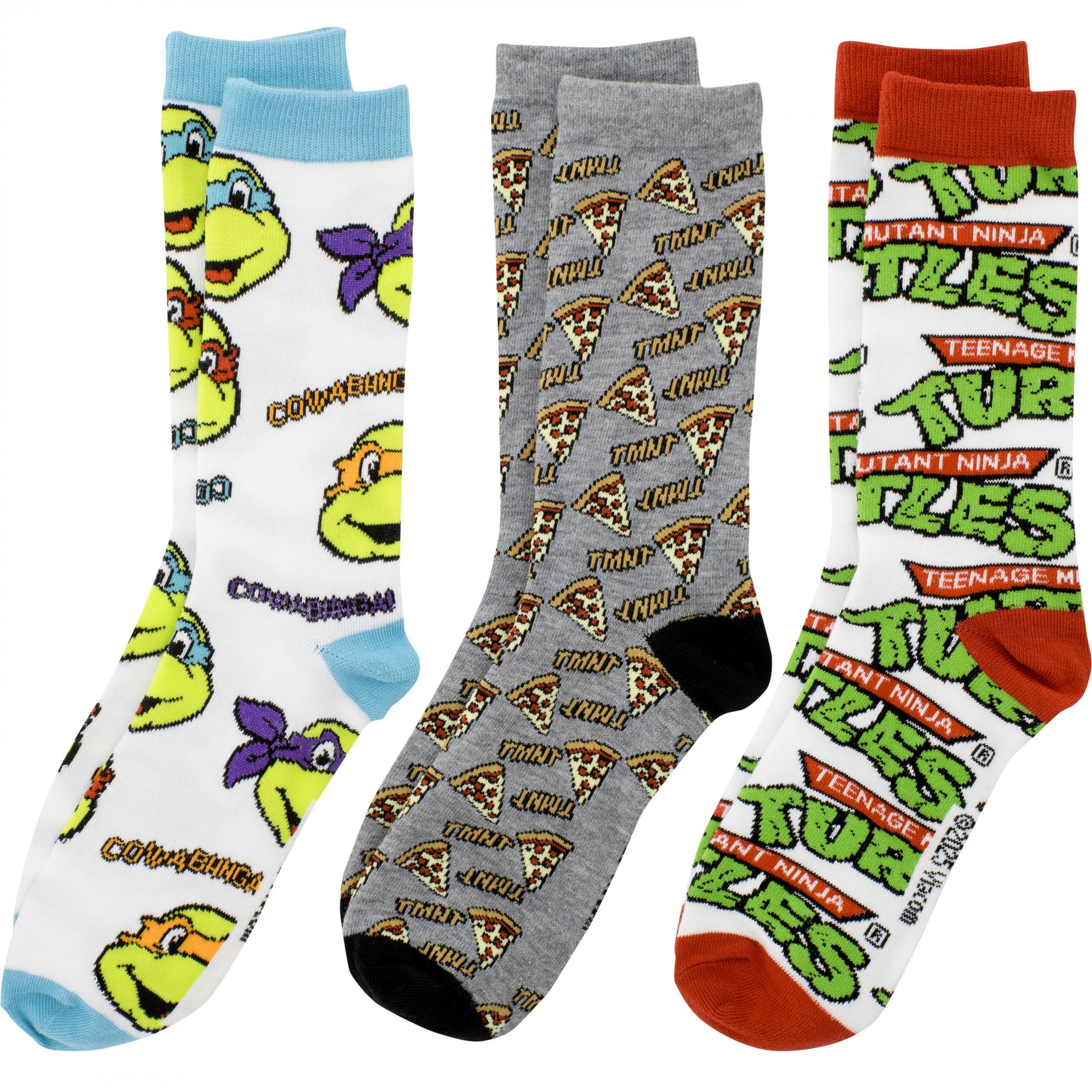 Berkshire Fashions Men's Multi Teenage Mutant Ninja Turtles Pizza Crew Socks 3-Pair Pack