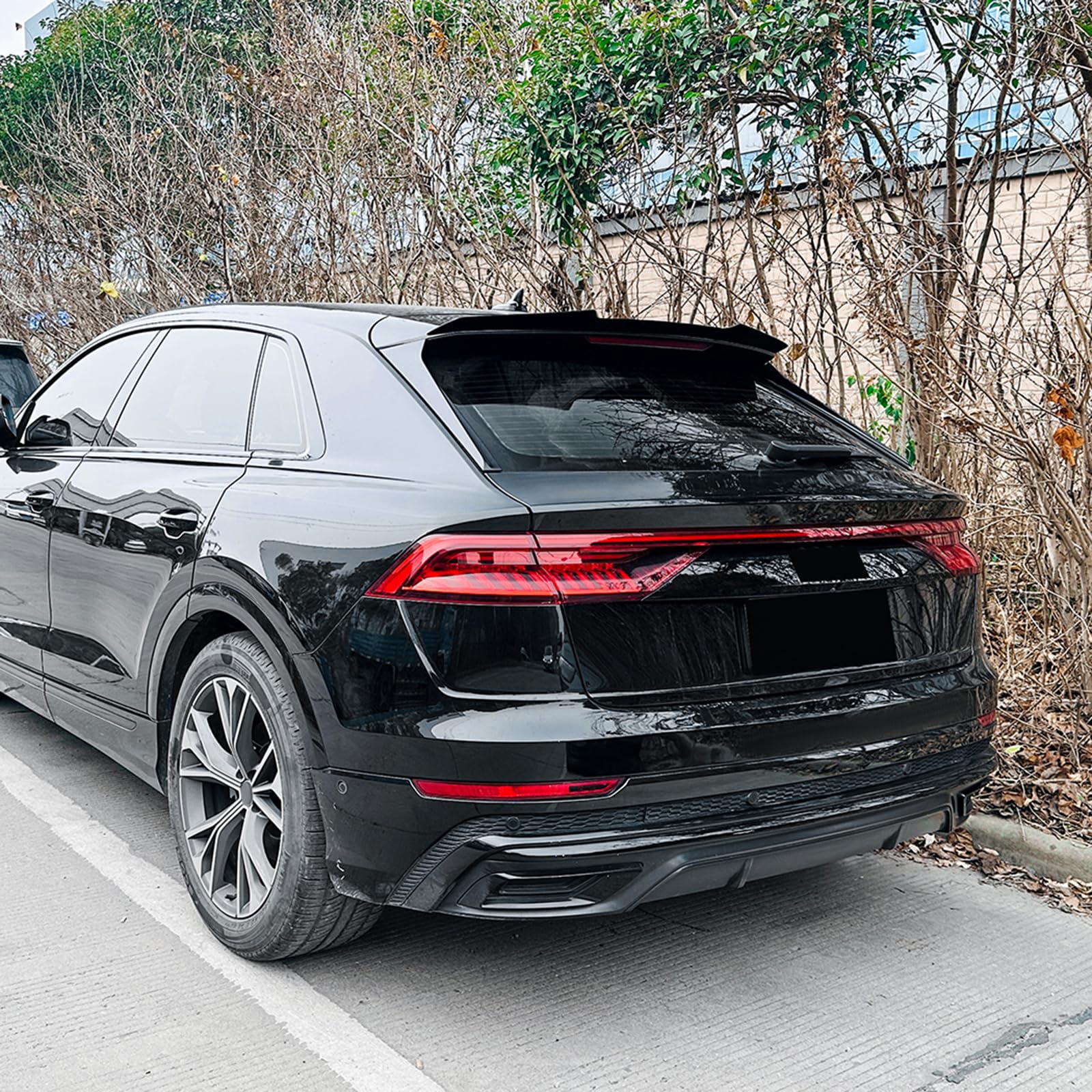 Alerón trasero de coche + alerón de techo trasero para Audi Q8 SQ8 2019+ color negro brillante, aspecto de fibra de carbono