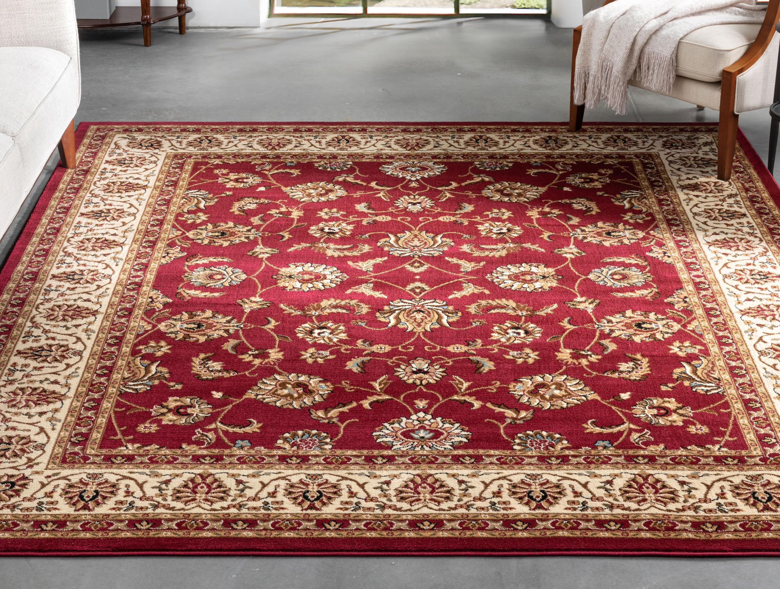 Well Woven Barclay Collection Sarouk Red 6x9 Area Rug - for Living Room, Bedroom, and Dining Room