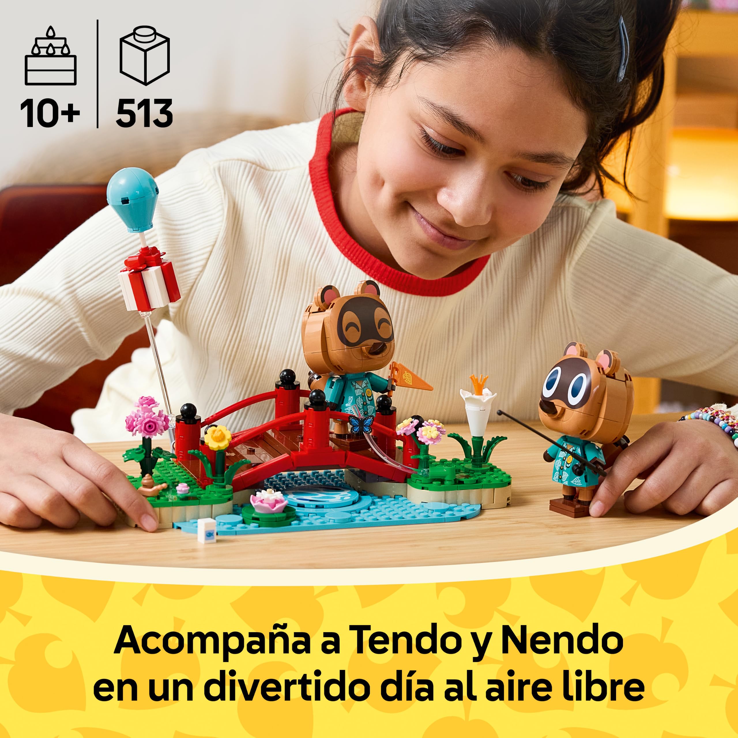 LEGO Animal Crossing Un día Divertido con Tendo y Nendo – Figuras Articuladas de Mapaches de Juguete – Decoración para la Habitacion Infantil – Regalo Gamer para Niñas y Niños de 10+ Años – 77059