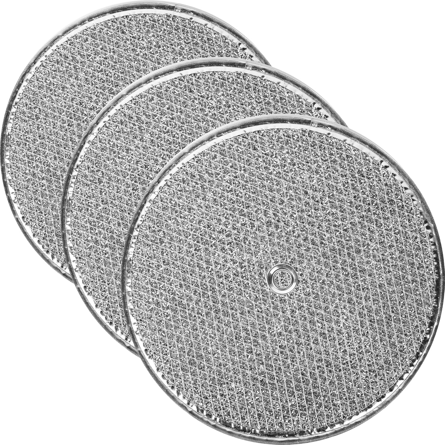 (3-Pack) Calvana 9-1/2" Round x 3/32" Aluminum Grease Filters with Center Hole, Range Hood Filter, Kitchen Exhaust Fan Filters Replacement