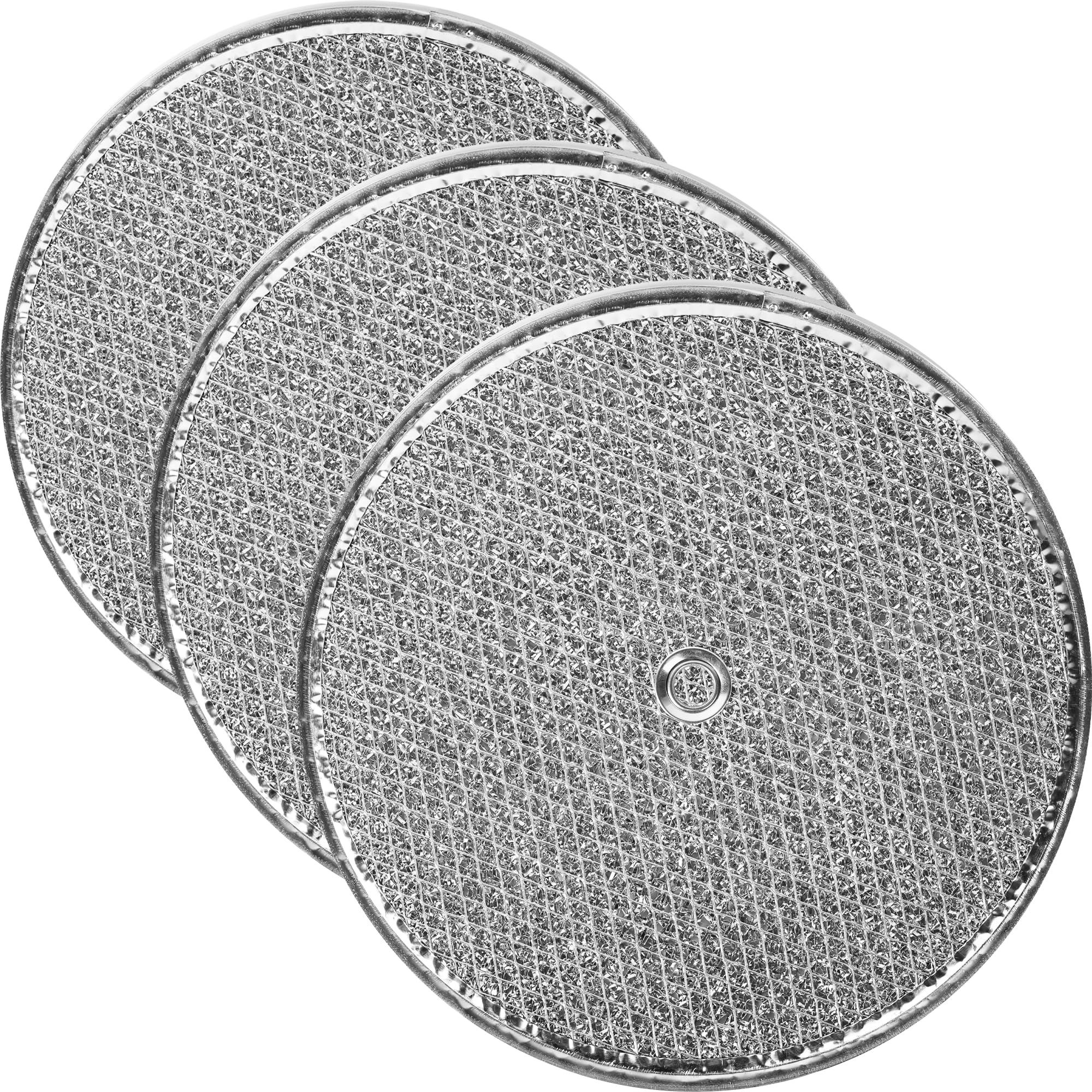 Photo 1 of (3-Pack) Calvana 9-1/2" Round x 3/32" Aluminum Grease Filters with Center Hole, Range Hood Filter, Kitchen Exhaust Fan Filters Replacement