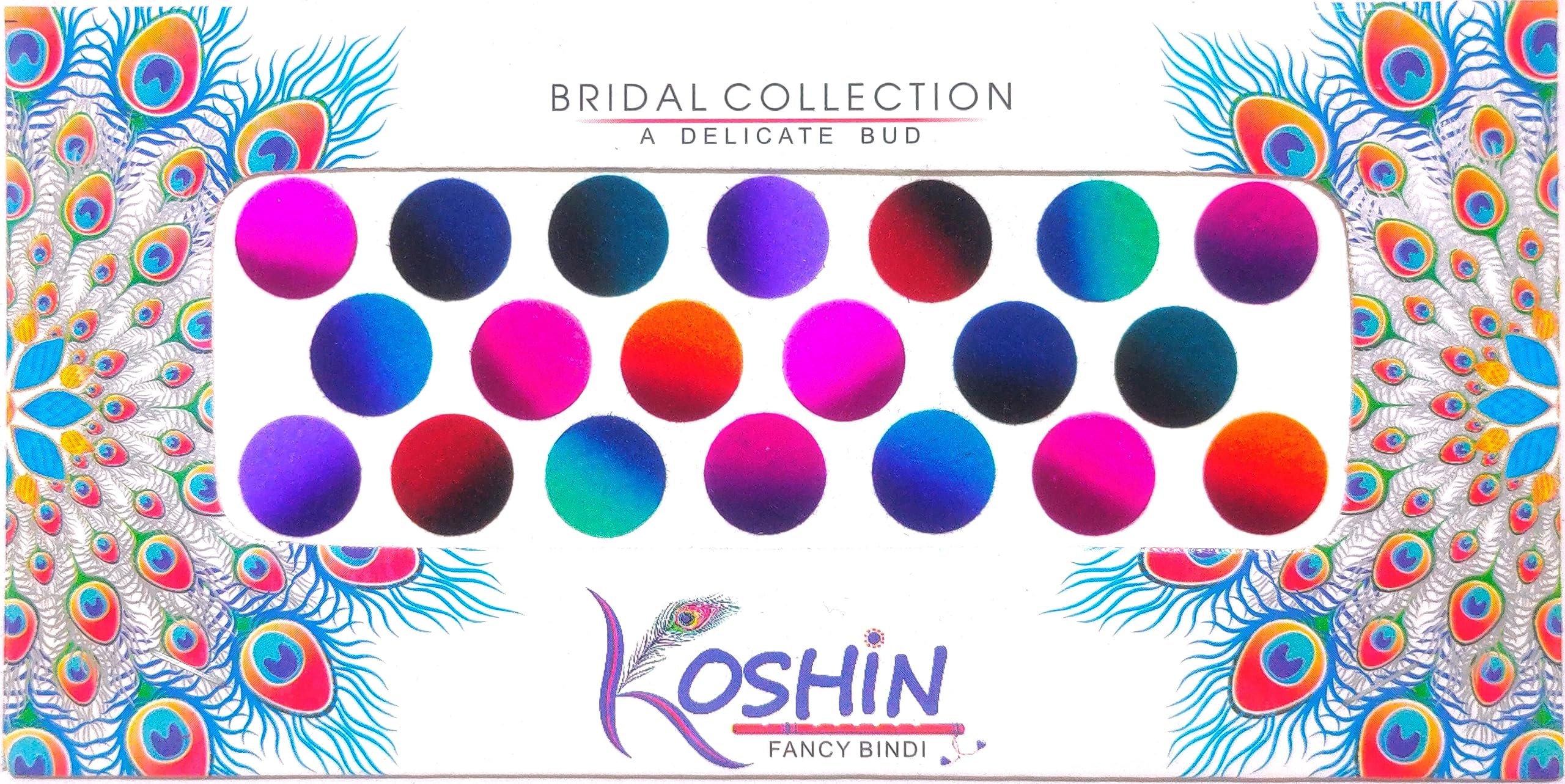 KOSHIN Multi color Double Shade Round Shape Extra Large Size (Per Bindi Diameter 14 MM) Forehead Bindi For Girls Women Ladies - Multi Color Bindi Pack 2-image-9