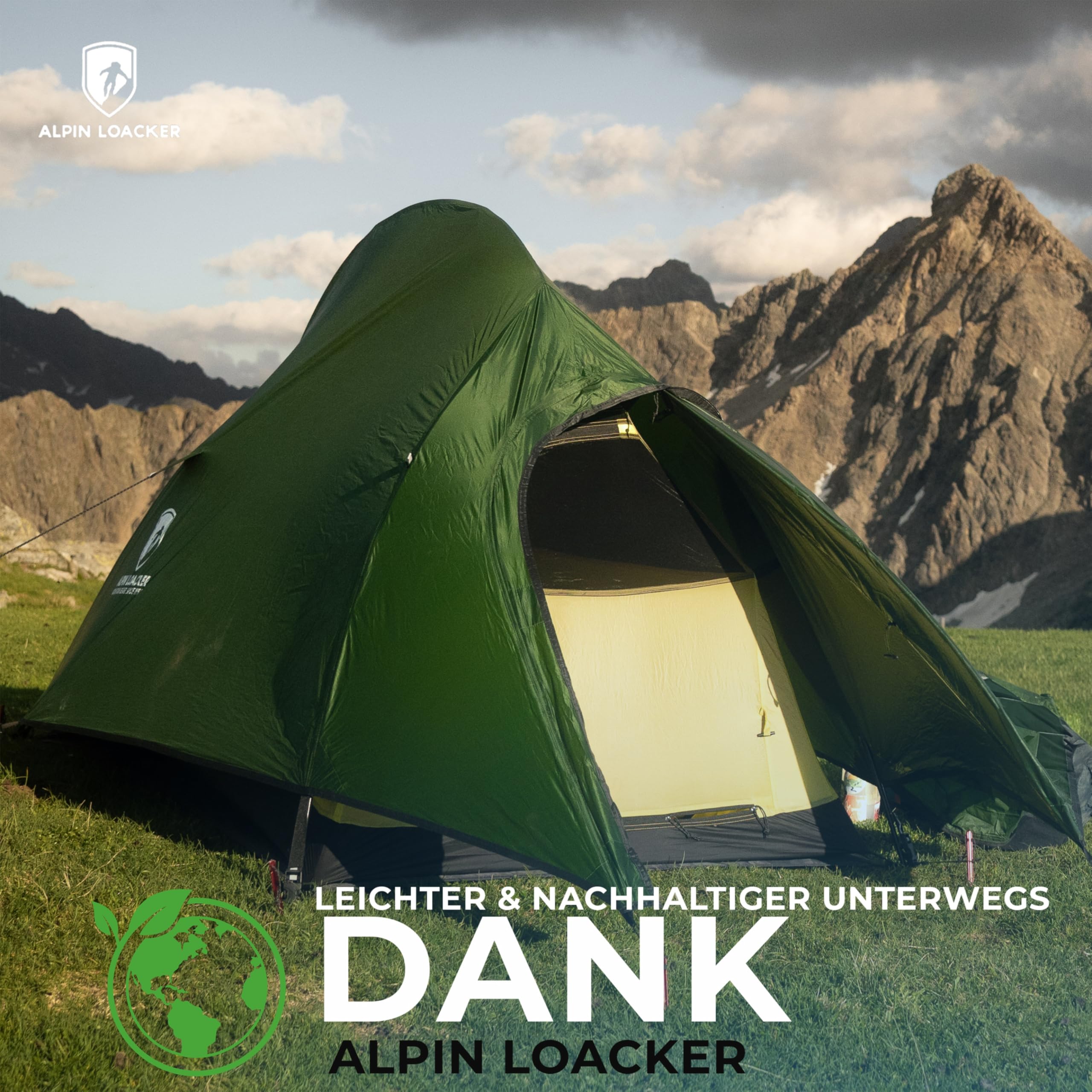 ALPIN LOACKER Cloud Pro Up Zwei Personen und EIN Personen Zelt Ultraleicht I Zweimannzelt und Einmannzelt I Leichtes Trekkingzelt I Bikepacking Kuppelzelt