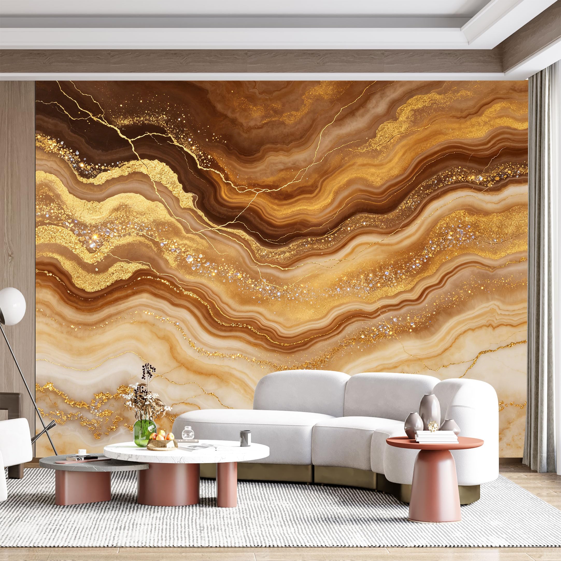 Custom Size Wall Mural Agate Stone Marble Texture Gold Veins Abstract Modern Geometric Style SelfAdhesive Wall Fabric Removable for Home Office Decor