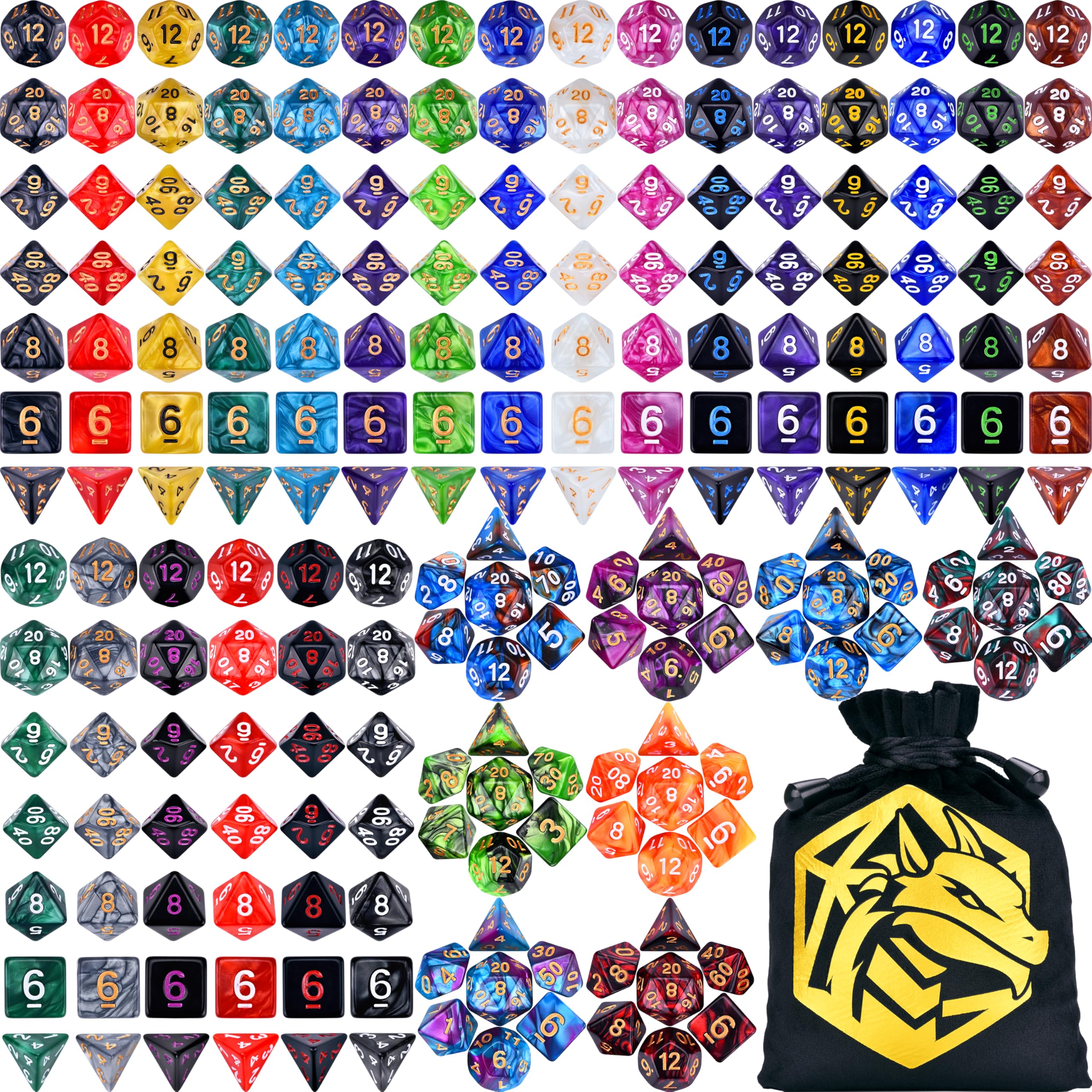 DND RPG Dice Sets 30 x 7 Polyhedral Dice (210pcs) for Dungeons and Dragons Tabletop Role Playing Adventure Games, with a Large Drawstring Bag