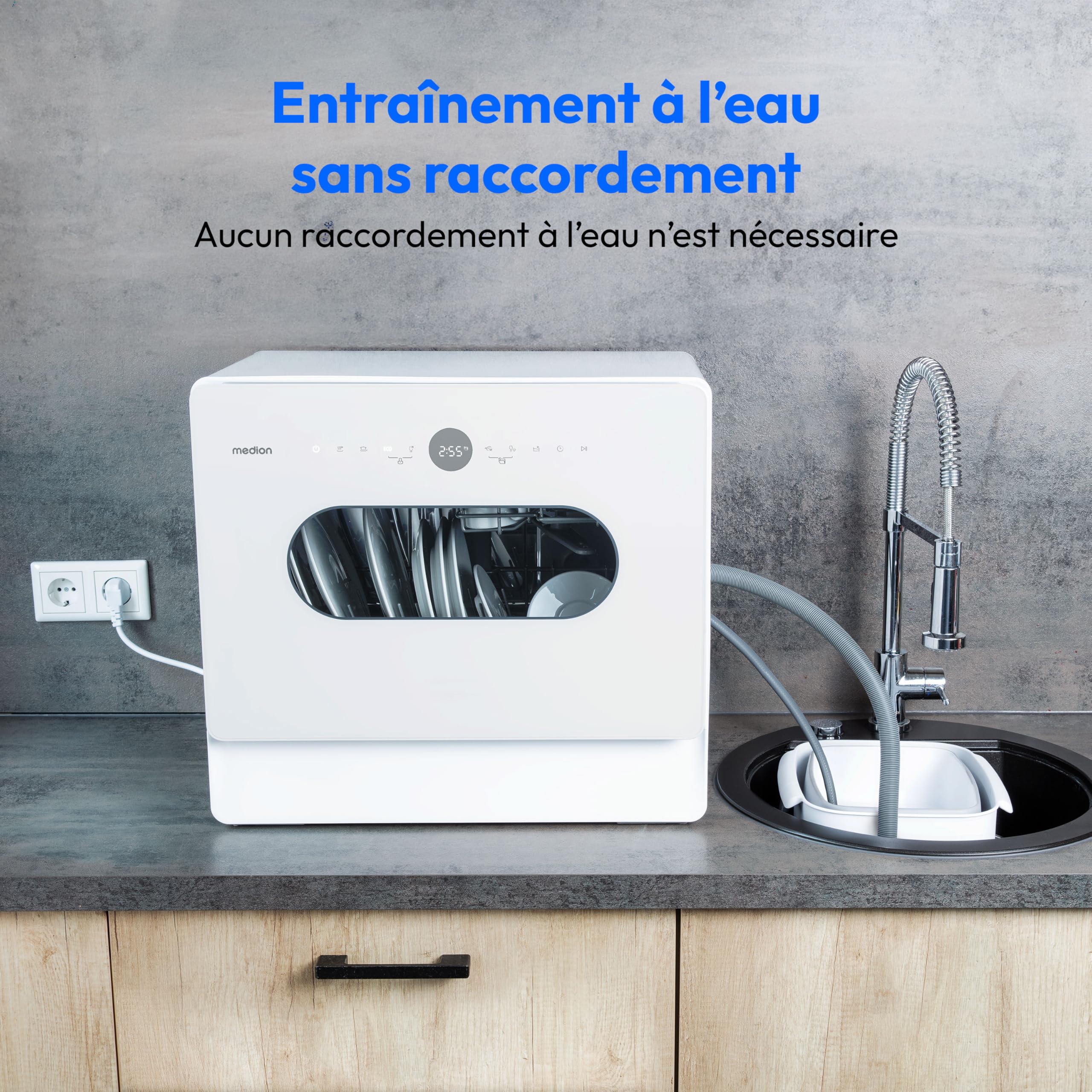 MEDION Mini lave-vaisselle DWT51 5 couverts 7 programmes départ différé