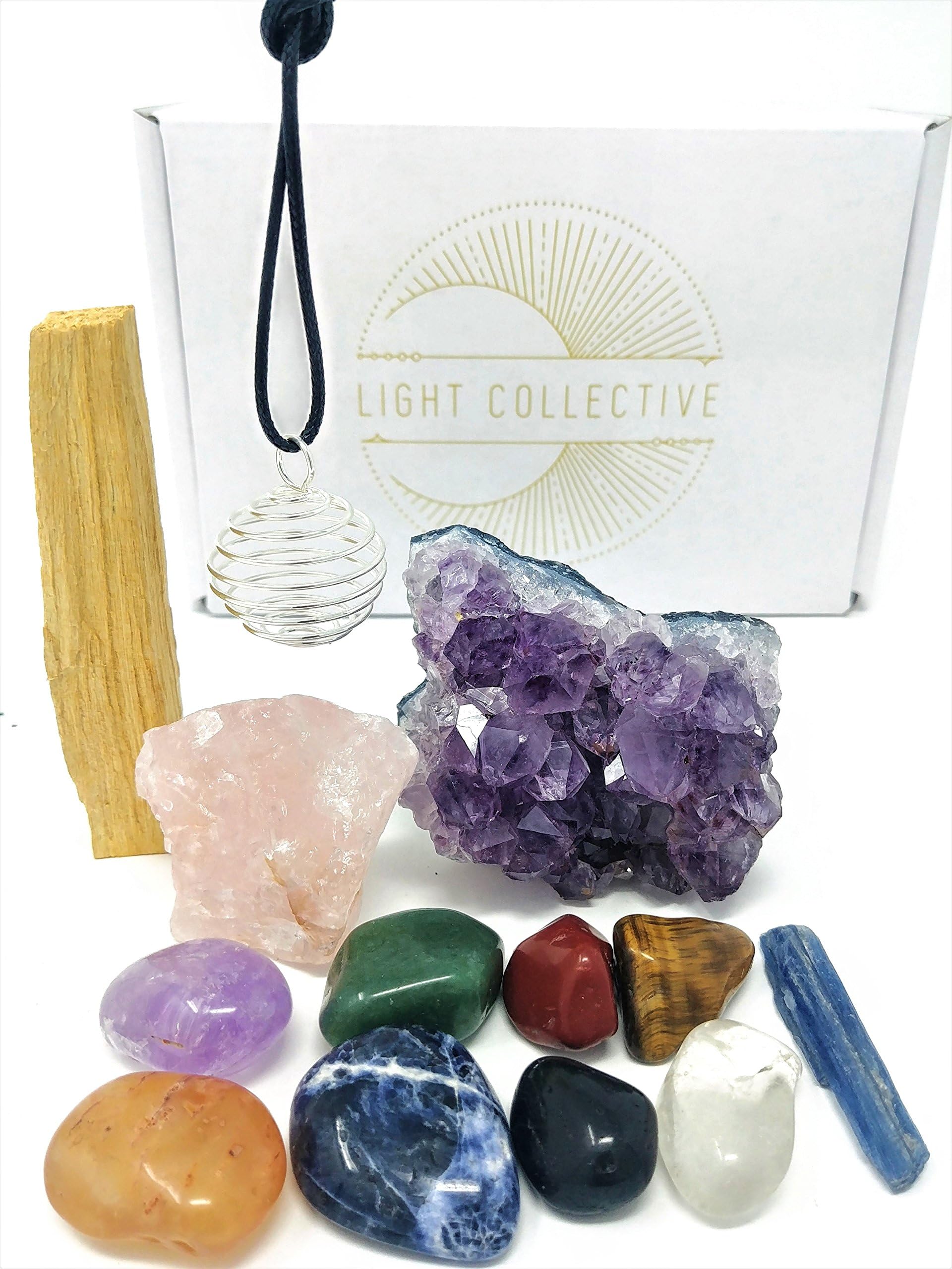 TIME TO ALIGN Healing Crystals For Chakra Balancing / 13 Piece Crystal Healing Set Includes Amethyst Cluster, Raw And Tumbled Stones, And Crystal Guidance For Spirituality, Meditation, Energy Work