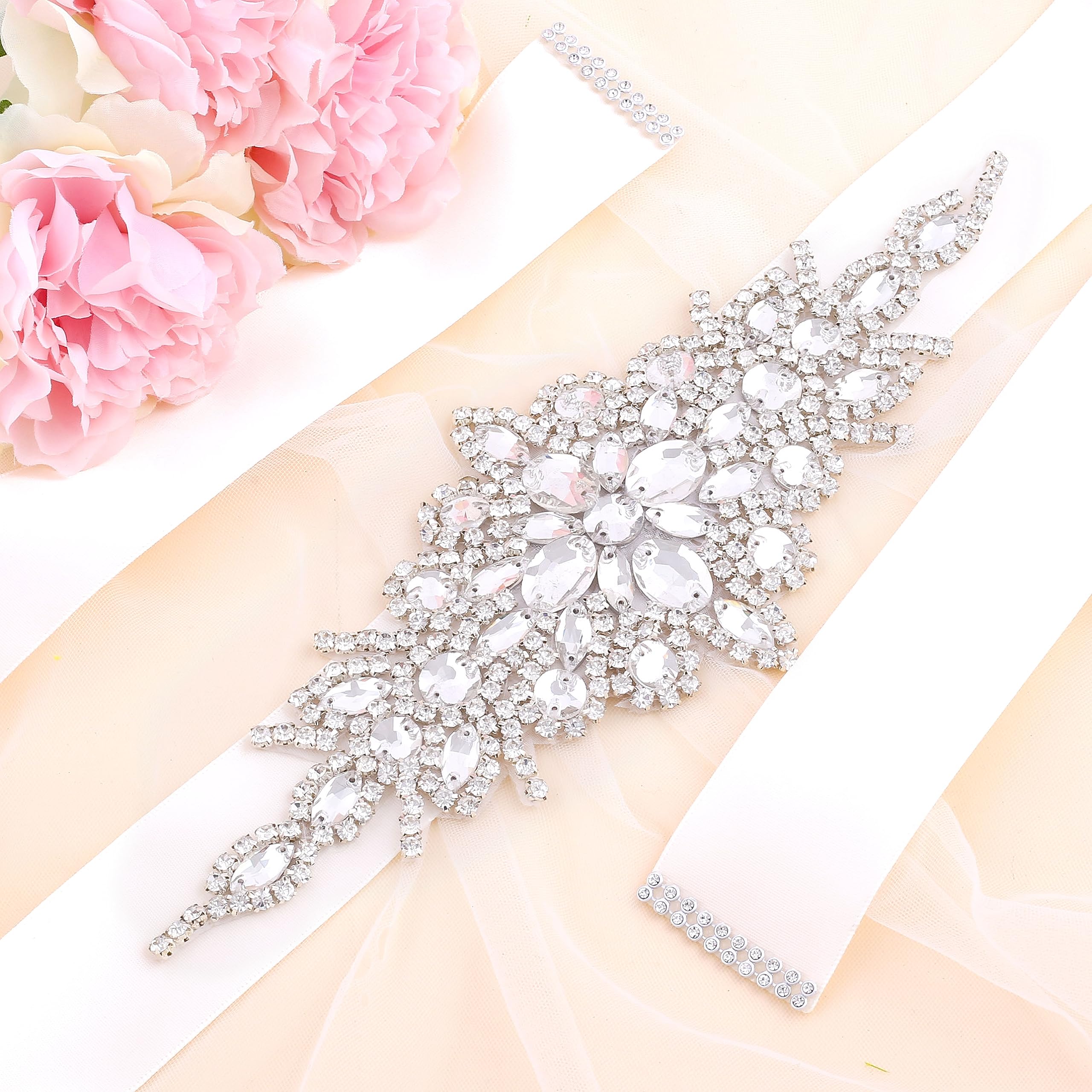 Sjerp Strass Bruiloft Riem Vrouwen Riem Accessoires Bruid Bruidsmeisje Sjerpen Bruids Riemen Strass Applique for Avondjurk (Color : Dark gray