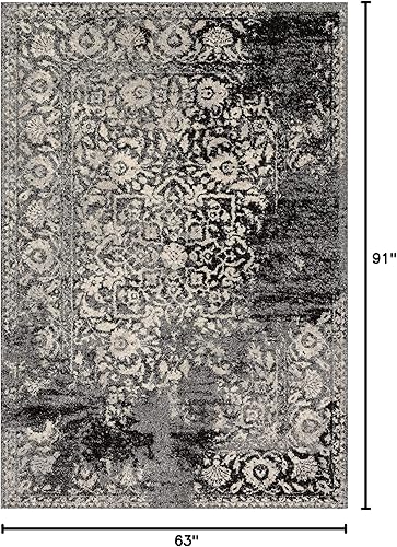 Miniatura 3 de Loloi Emory - Alfombra de área de 5 pies y 3 pulgadas x 7 pies y 7 pulgadas, color negromarfil, alfombra neutra de dos tonos, alfombra duradera de